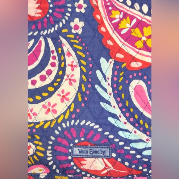 Vera Bradley Extra Large Duffle Bag Painted Paisley Blue Pink Travel Luggage - Picture 4 of 6